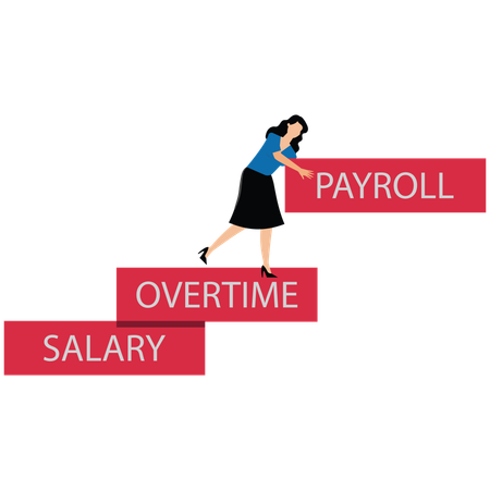 Payroll time for human resources with wooden blocks  Illustration