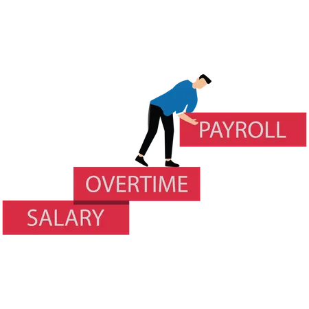Payroll time for human resources with wooden blocks  Illustration