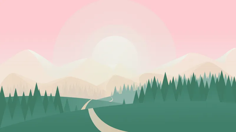 Paysage collines forêt  Illustration