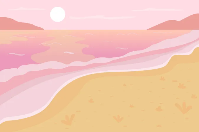 Paysage de plage romantique  Illustration