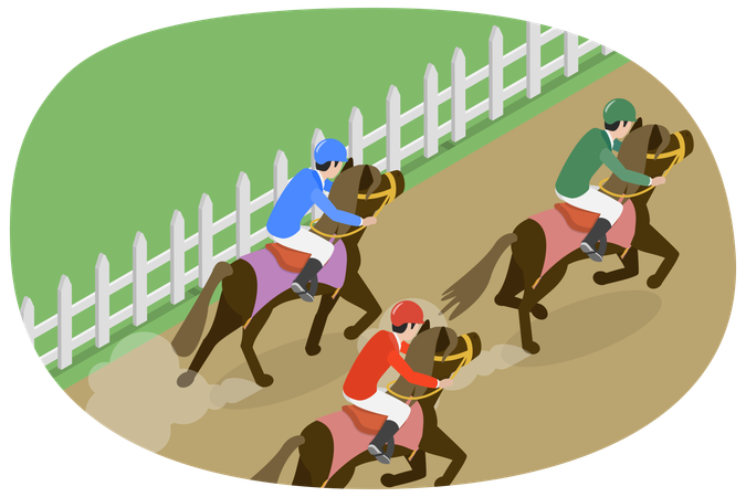 Paysage de courses de chevaux  Illustration