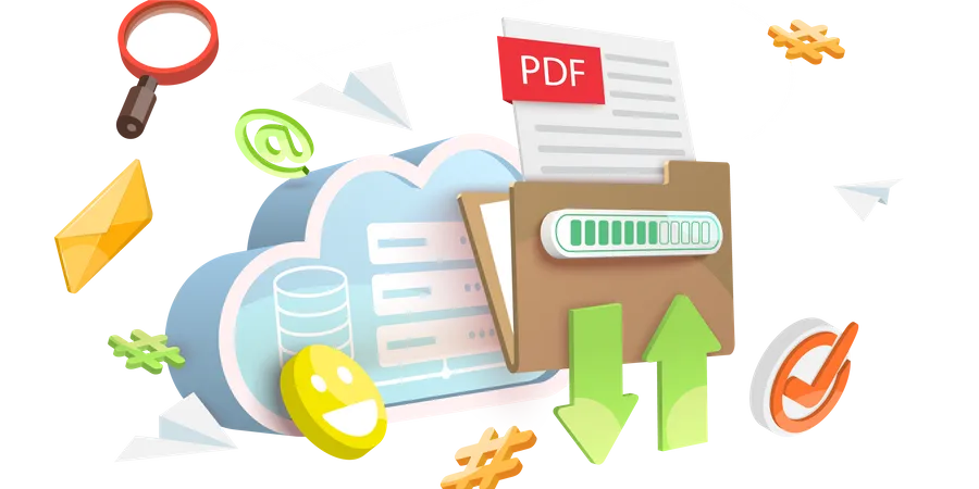 PDF File Downloading or Uploading  Illustration