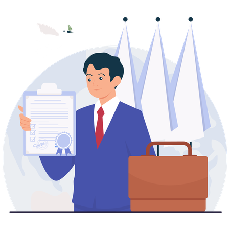 国家間の平和協定の調印  イラスト