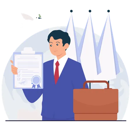 国家間の平和協定の調印  イラスト