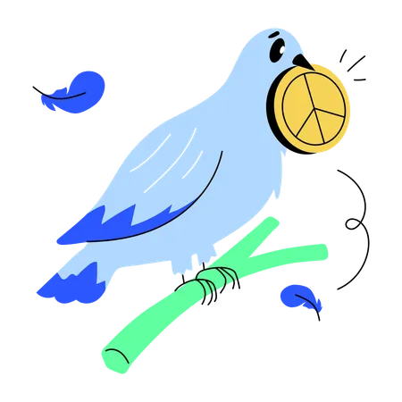 A Doodle Mini Illustration Of Peace Dove Illustration