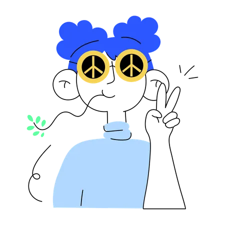 A Doodle Mini Illustration Of Peace Gesture 일러스트레이션