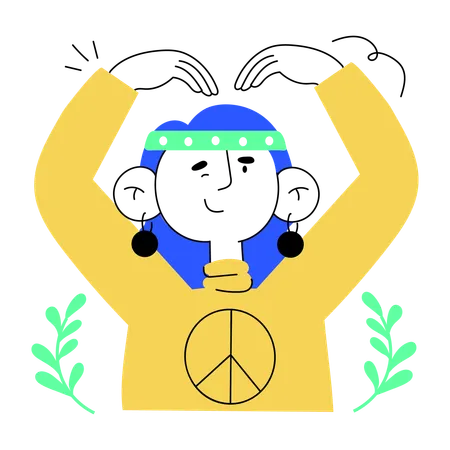 A Well Designed Doodle Mini Illustration Of Peace Practice 일러스트레이션