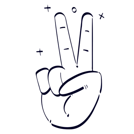 Peace Hand Gesture  イラスト