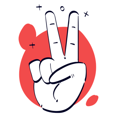 Peace Hand Gesture  イラスト