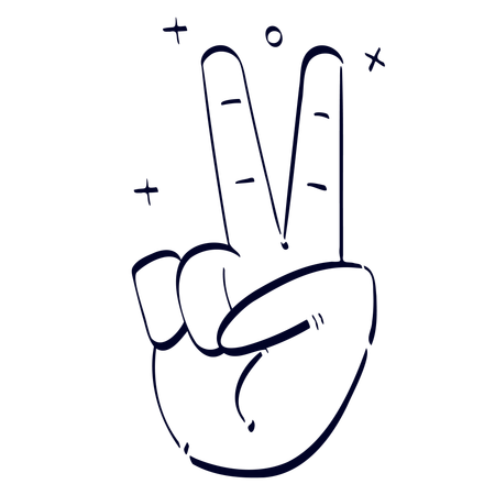 Peace Hand Gesture  イラスト