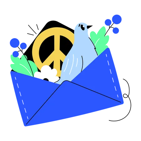 Get This Doodle Mini Illustration Of Peace Message Illustration