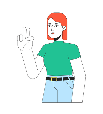 Peace sign girl european  Illustration