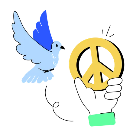 A Well Designed Doodle Mini Illustration Of Peace Symbol Illustration