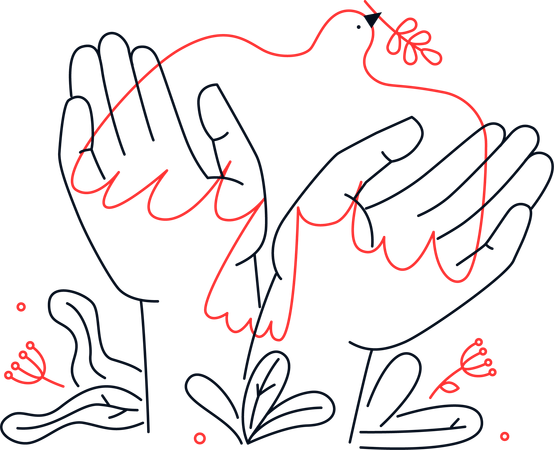 Peaceful future dove bird holding an olive branch in its beak  Illustration