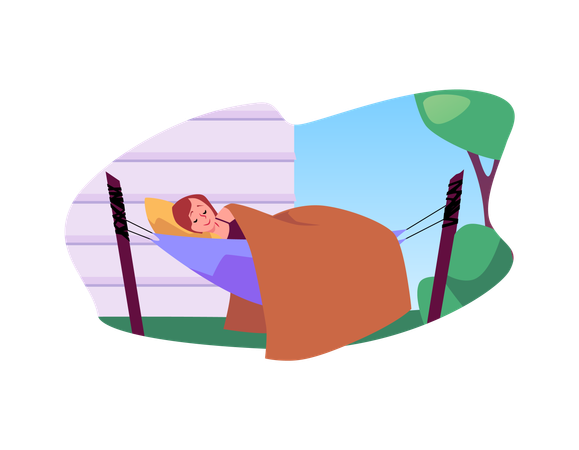 Peaceful hammock nap in nature  Illustration