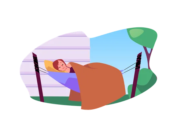 Peaceful hammock nap in nature  Illustration