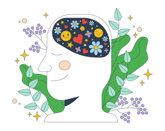 Peaceful mind with positive thoughts  Illustration