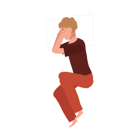 パジャマ姿の男性の安らかな眠り  イラスト