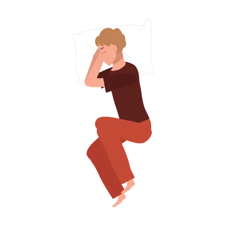 パジャマ姿の男性の安らかな眠り  イラスト