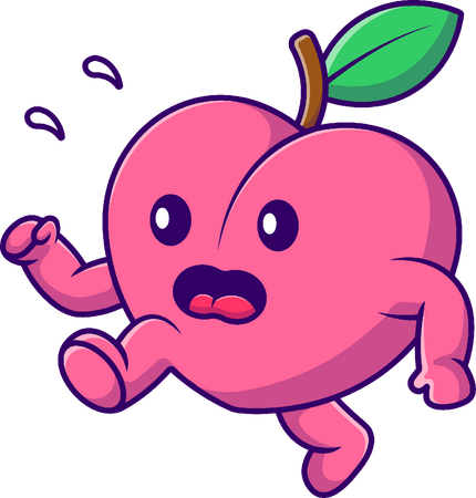 Peach Fruit Running  Illustration