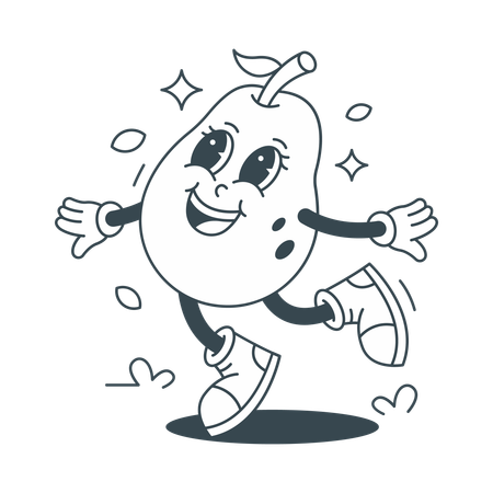 Pear dancing happily  Illustration