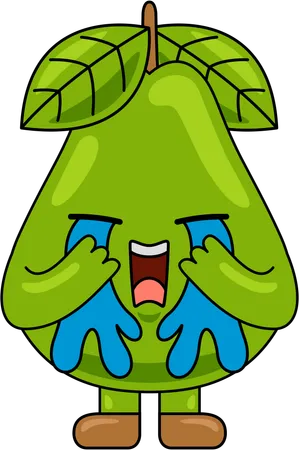 Pear Mascot Character crying  Illustration