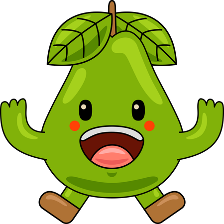 Pear Mascot Character jumping in air  Illustration