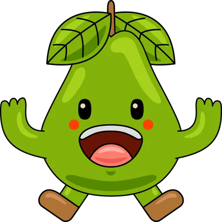 Pear Mascot Character jumping in air  Illustration