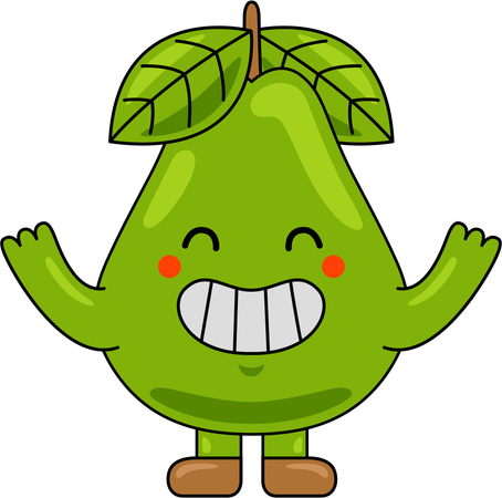 Pear Mascot Character raising hands  Illustration