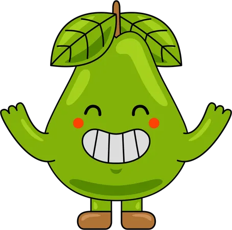 Pear Mascot Character raising hands  Illustration