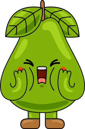 Pear Mascot Character shouting  Illustration