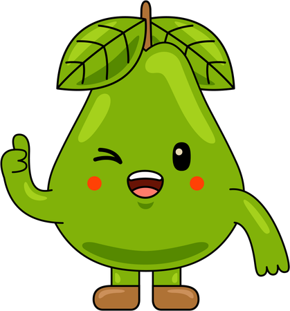 Pear Mascot Character showing thumbs up  Illustration