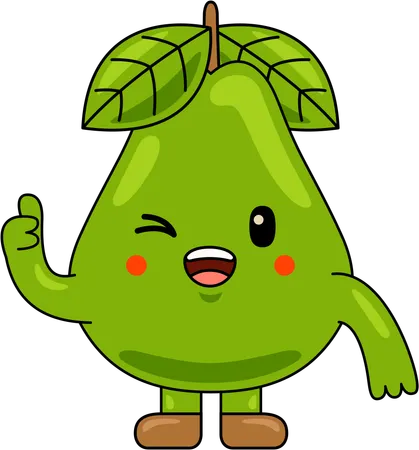 Pear Mascot Character showing thumbs up  Illustration