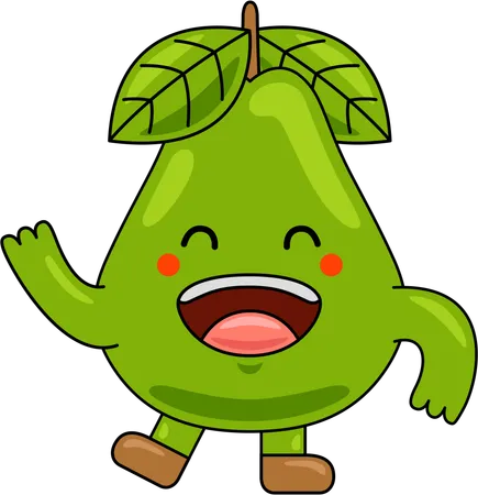 Pear Mascot Character waiving hand  Illustration