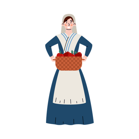 Peasant woman of middle ages period  Illustration