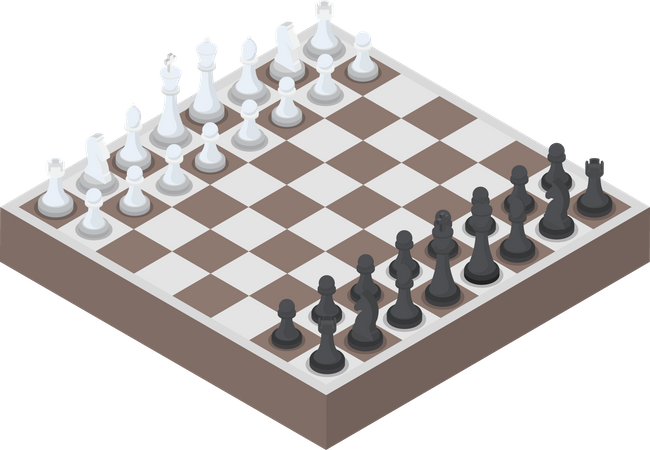 Peça de xadrez ou peças de xadrez com tabuleiro  Ilustração