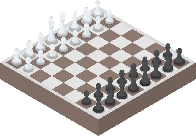 Peça de xadrez ou peças de xadrez com tabuleiro  Ilustração