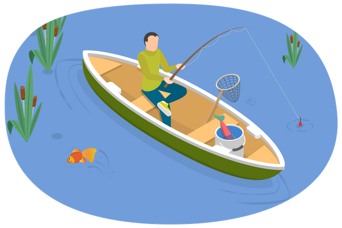 Pêche en bateau  Illustration