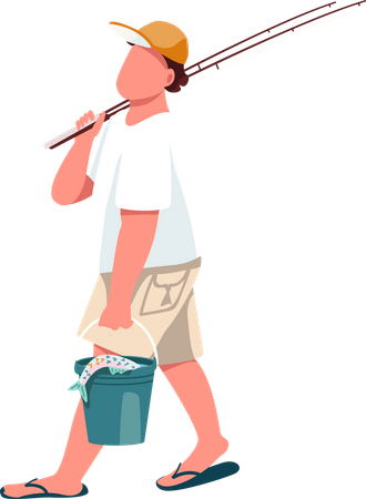 Pêcheur avec canne à pêche  Illustration
