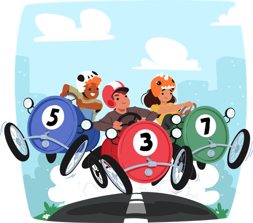 Pedal Car Race  Illustration