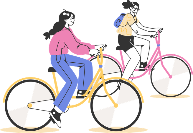 Passeio de pedalada  Ilustração