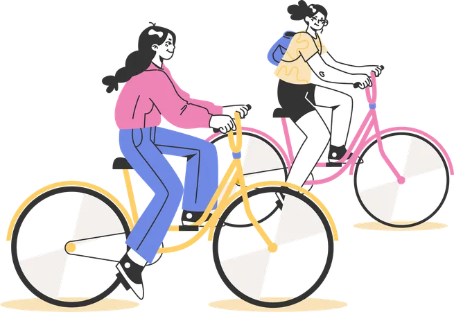 Passeio de pedalada  Ilustração