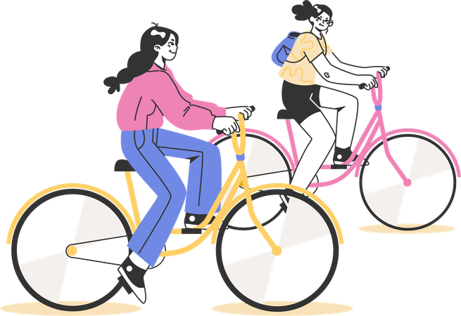 Pedaling outing  Illustration