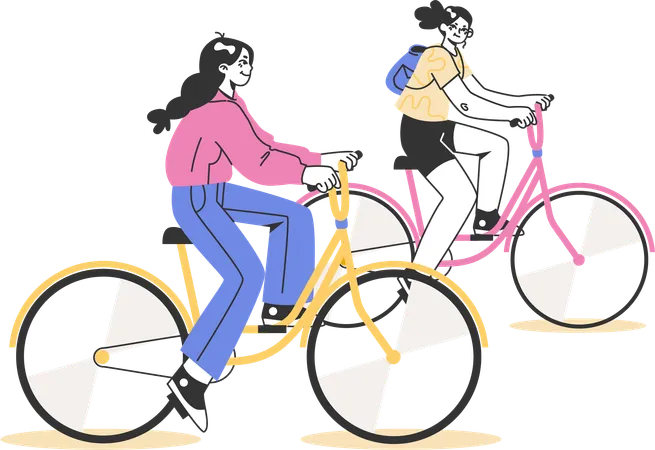 Pedaling outing  Illustration
