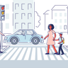 illustration crossing road