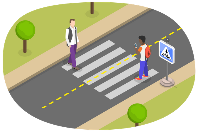 Pedestrian Road Safety Rules  Illustration