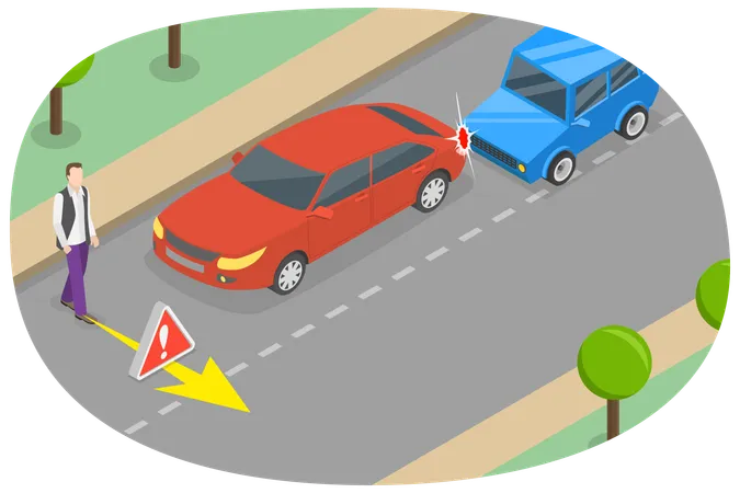 3 D Isometric Flat Vector Illustration Of Pedestrian Safety Rules Crossing A Road Illustration