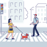 illustrations of pedestrians crossing street