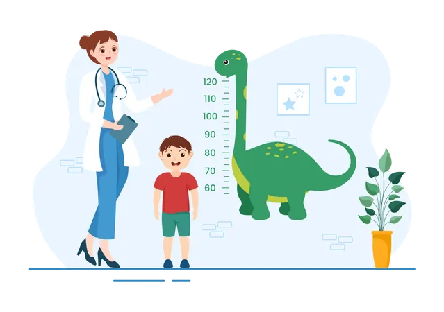 Pédiatre examinant un garçon  Illustration