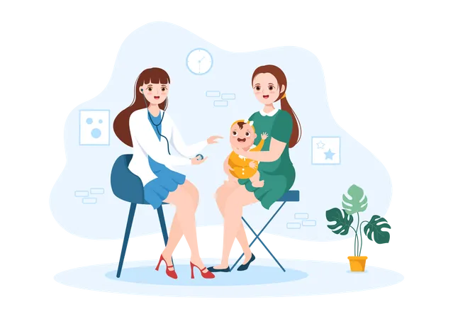 Pediatrician and Baby  Illustration